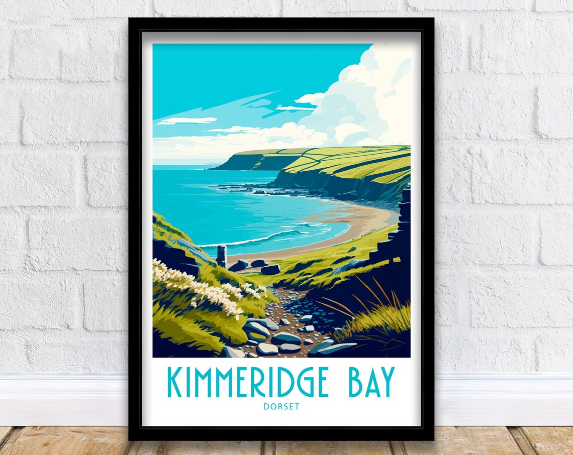 Kimmeridge Bay Dorset Cliff Coastline Cove Vintage Travel Poster