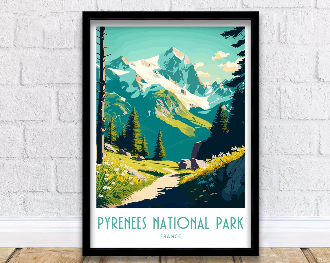 Pyrenees National Park Travel Poster, Home Decor