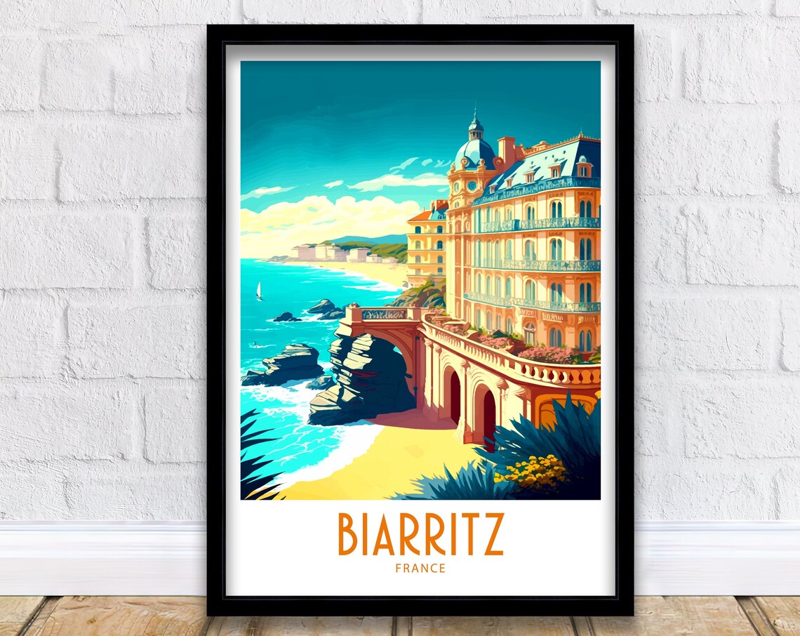 Biarritz France Travel Poster, Travel Print