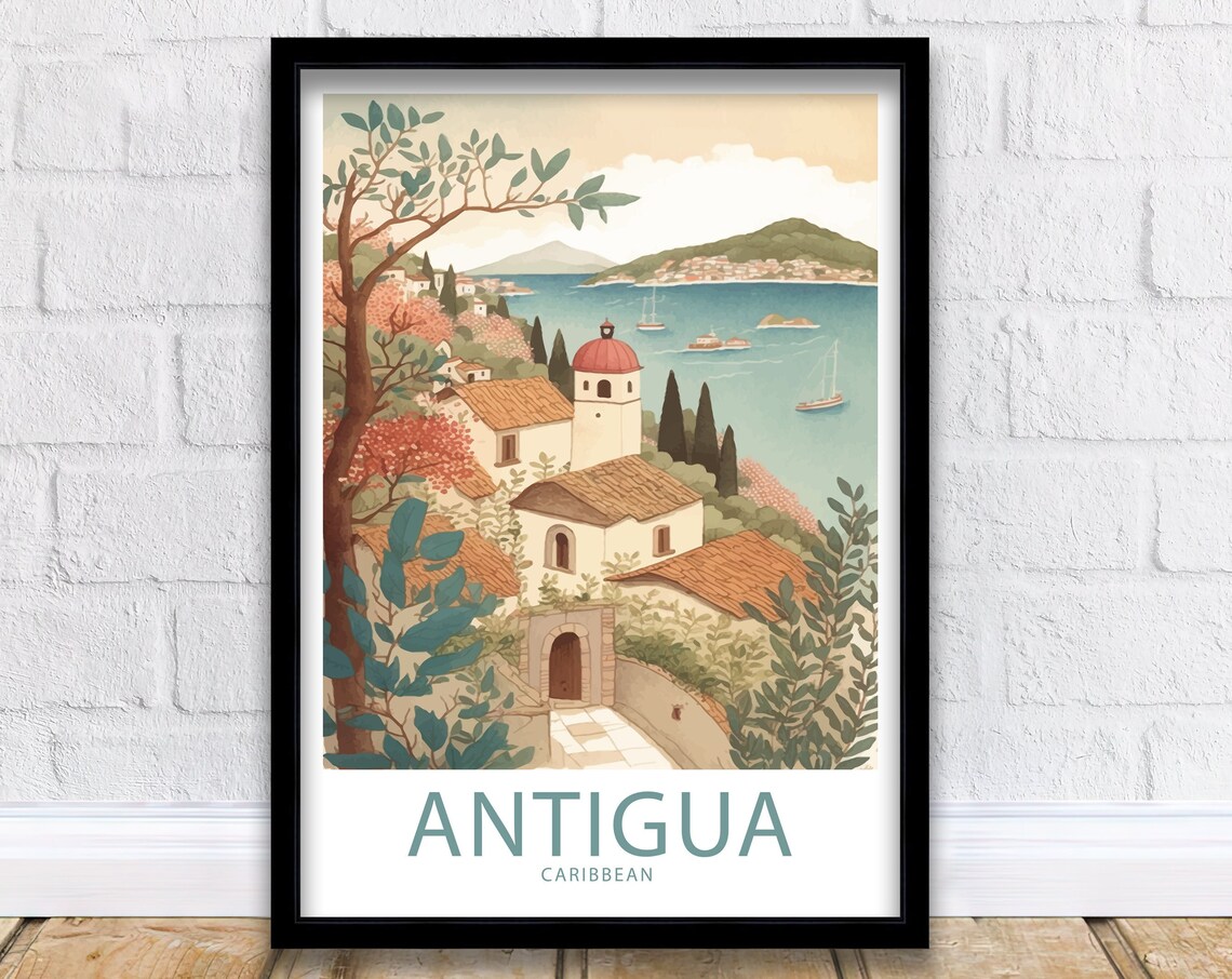Antigua Caribbean Travel Print Wall Art Antigua Travel Poster Gift For Antigua Caribbean Scenery Wall Art Antigua Gift Wall Art Antigua