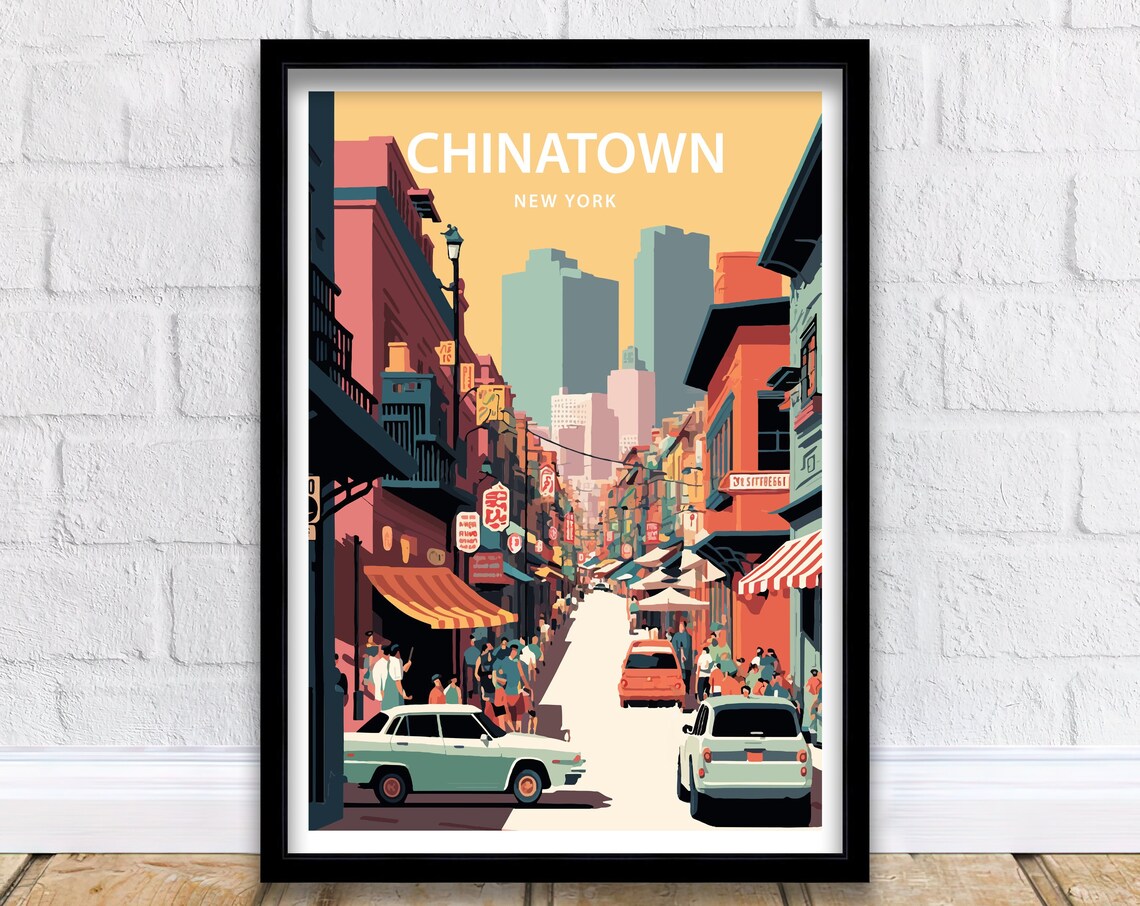 Chinatown New York Travel Poster, Wall Art Print