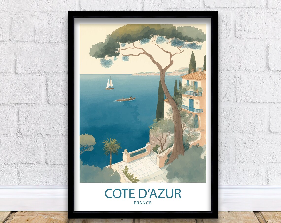 Cote D Azur Travel Poster, France Art Print
