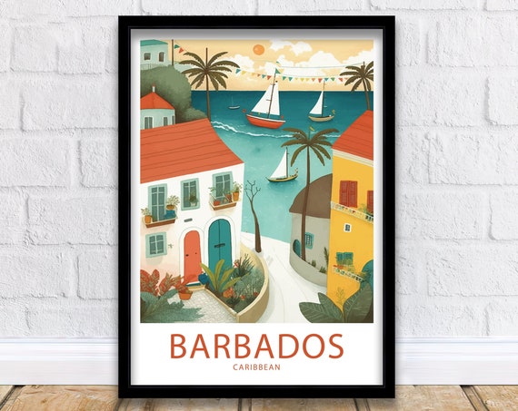Barbados Caribbean Travel Print Wall Art Barbados Travel Poster Gift For Barbados Caribbean Scenery Wall Art Barbados Gift Wall Art Barbados