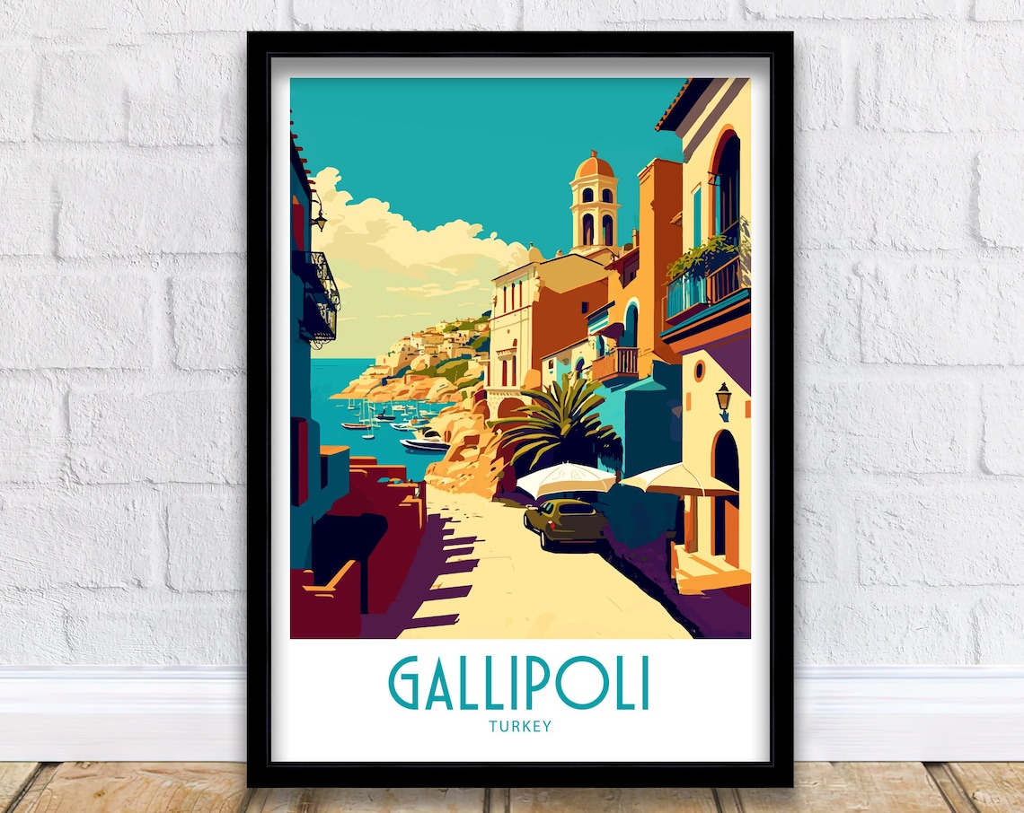 Gallipoli Turkey Old Town Harbour Lane Vintage Travel Poster