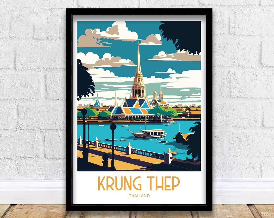 Wat Phra Kaew Bangkok Ornate Golden Temple Close Up Travel Poster
