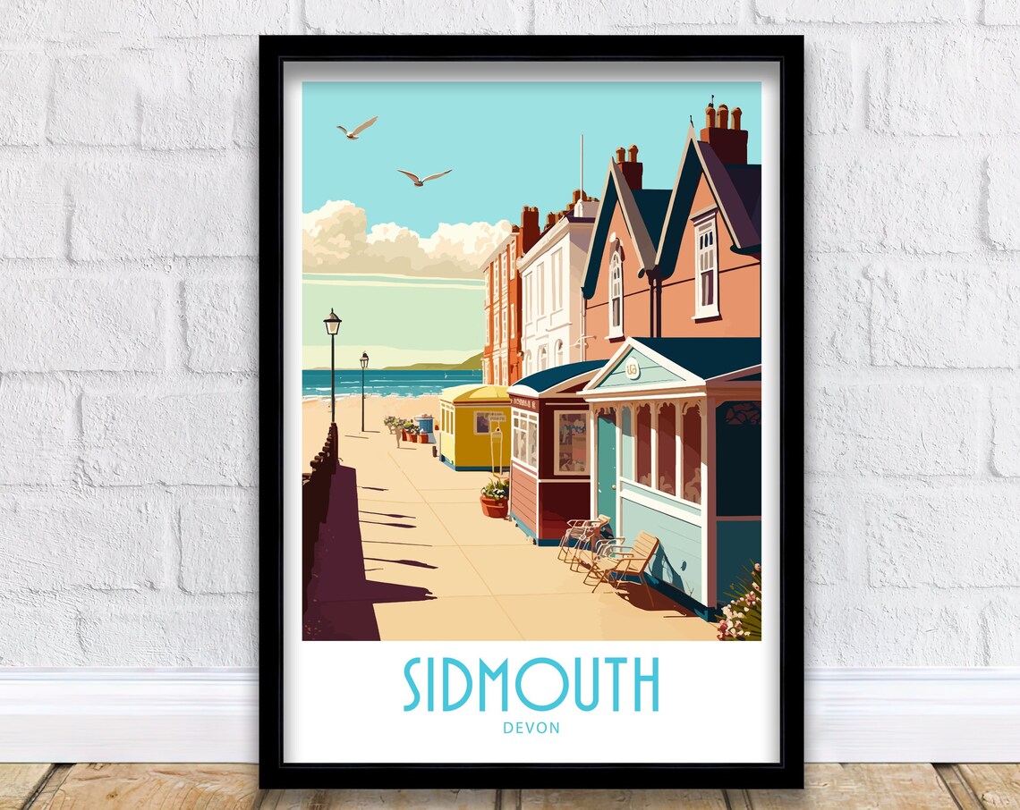Sidmouth Devon Travel Poster, Place Name Print