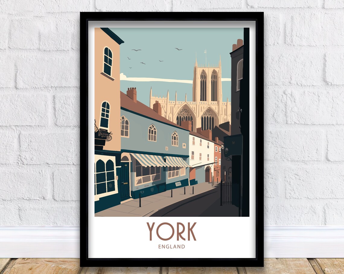 York England Historic Old Street Minster Tower Travel Poster