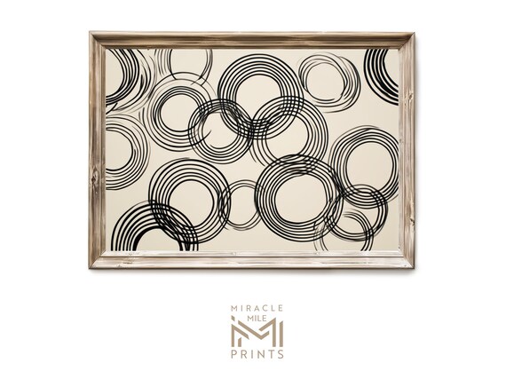 Neutral Ink Circle Abstract Wall Art Modern Minimalist Japandi Black Texture Decor 211