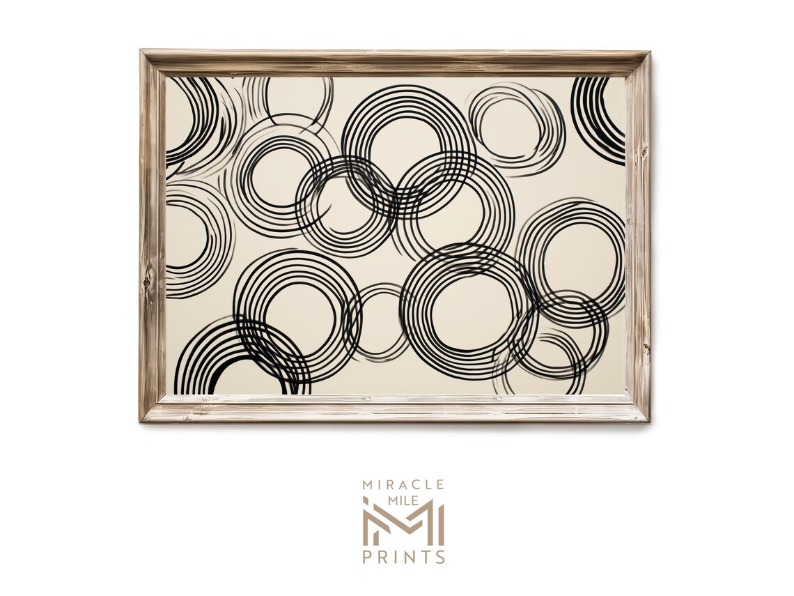 Neutral Ink Circle Abstract Wall Art Modern Minimalist Japandi Black Texture Decor 211