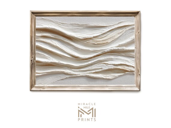 Neutral Minimalist Wave Wall Art Modern Beige Flowing Abstract Decor Japandi 217