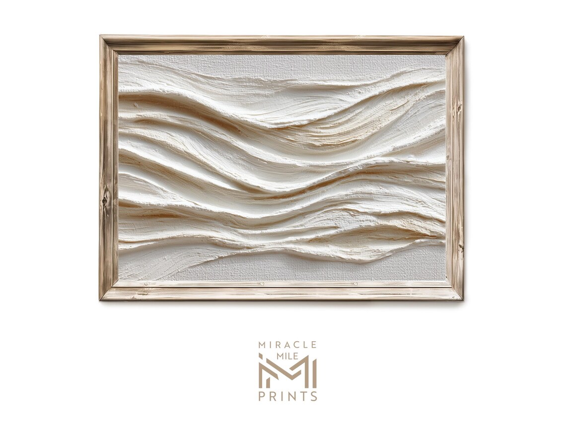 Neutral Minimalist Wave Wall Art Modern Beige Flowing Abstract Decor Japandi 217