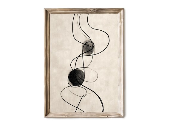 Vertical Abstract Line Art Wall Minimalist Modern Drawing Neutral Japandi Decor 154
