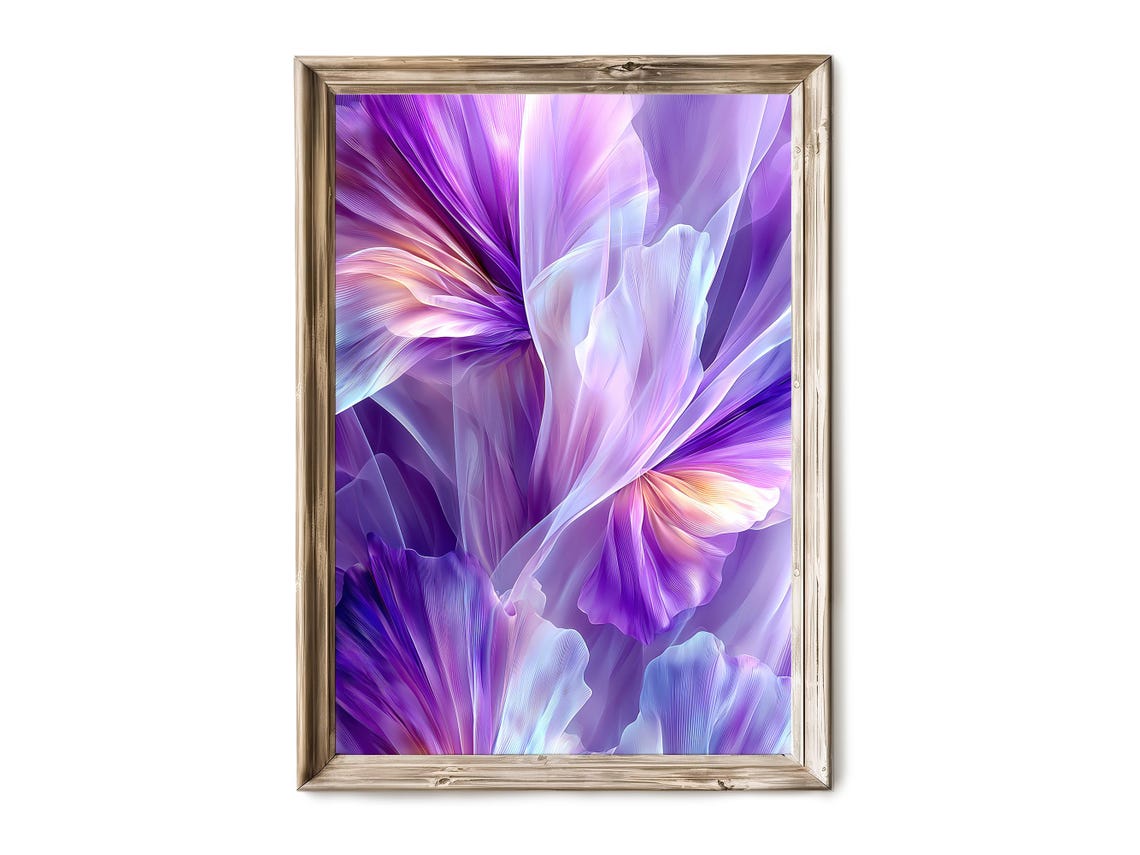 Transparent Purple Silk Ribbon Flowing Abstract Modern Wall Art