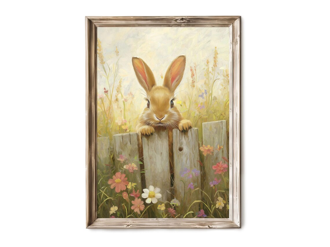 Easter Spring Bunny Vintage Rustic Art Print