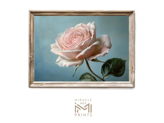 Pink Rose Modern Oil Painting, Floral Decor