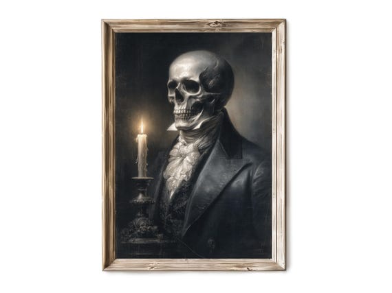 Halloween Wall Art Victorian Gentleman Holding Candle Spooky Haunted Portrait Gothic Artwork 265