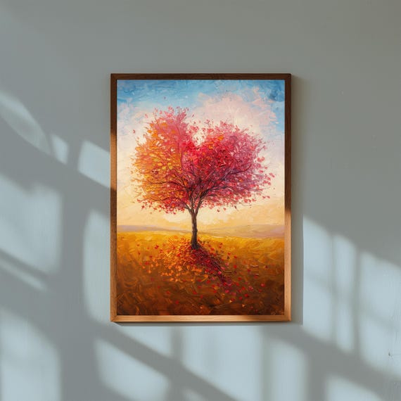 Majestic Tree Of Love Art Print Golden Meadow Landscape