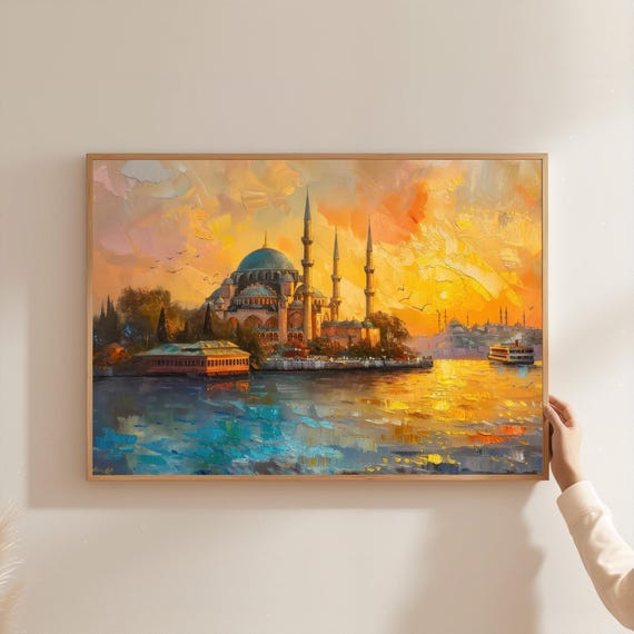 Hagia Sophia Sunset Art Print Istanbul Cityscape Oil Painting Reproduction