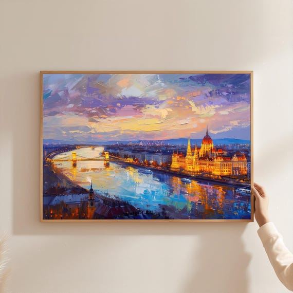 Budapest Parliament and Chain Bridge Art Print
