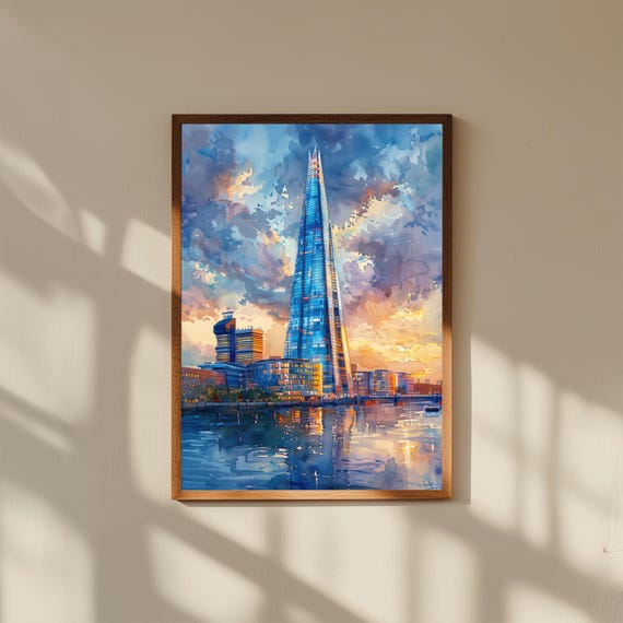 The Shard London Watercolor Print Modern Uk Cityscape Art