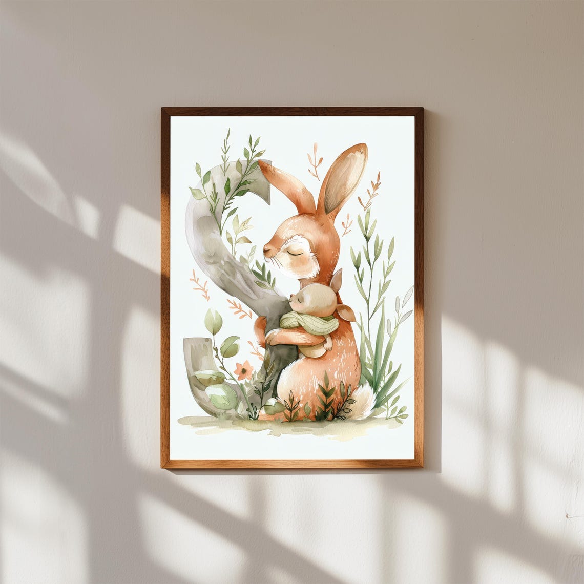 Baby Animal Initial Print Whimsical Nursery Letter Art