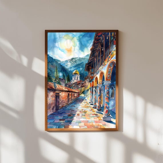 Rila Monastery Watercolor Print Balkan Orthodox Architecture