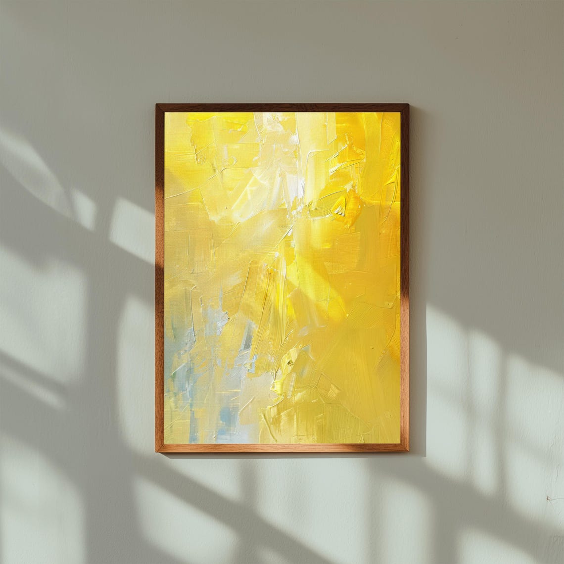 Bold Golden Yellow Abstract Brushstroke Expressionist Oil Art Poster