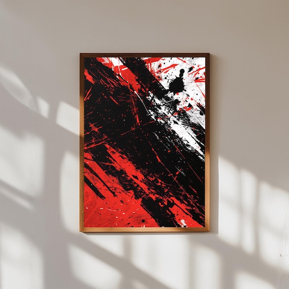 Abstract Expressionist Art Print Bold Chaotic Modern Home Decor