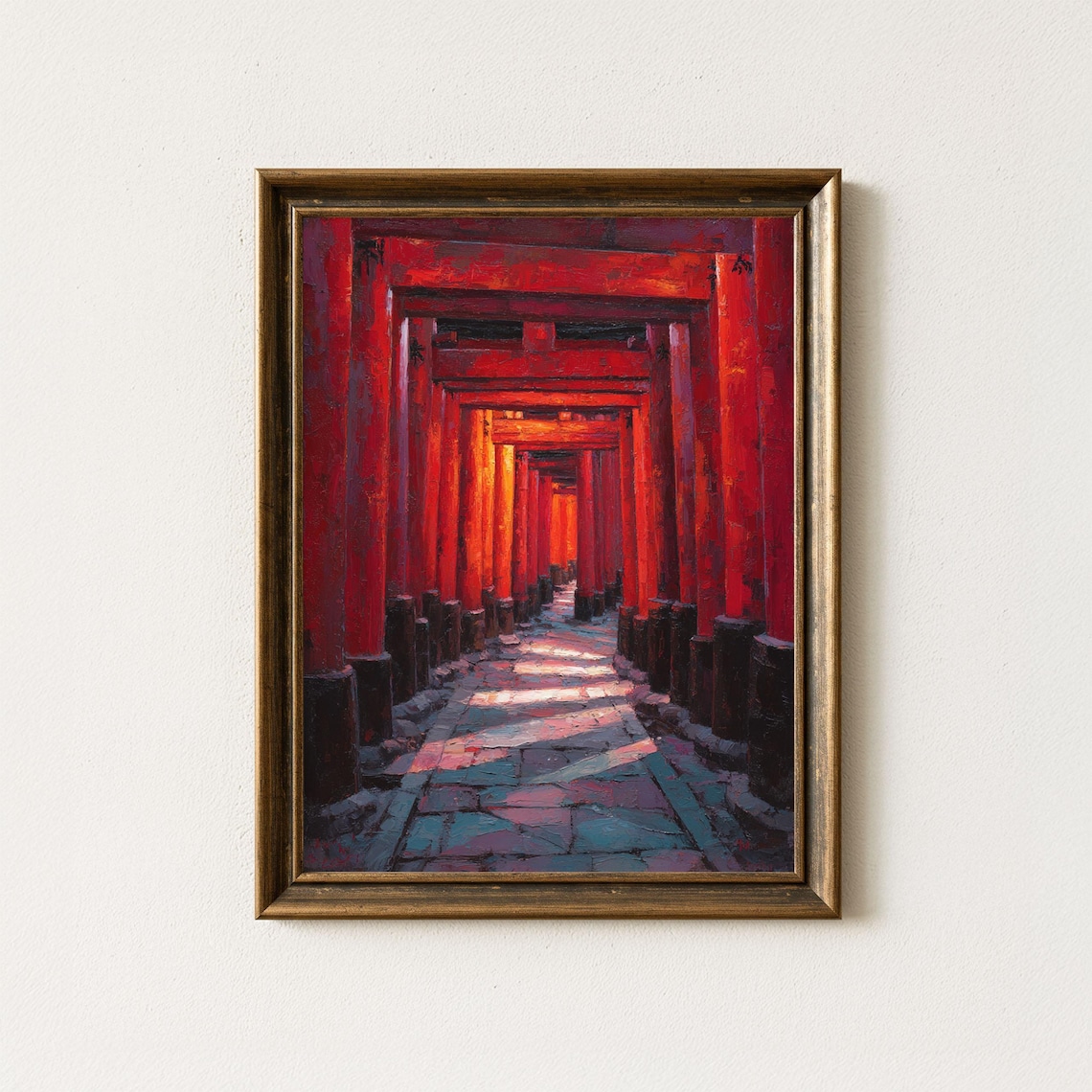 Fushimi Inari Kyoto Vermilion Torii Gates Tunnel Painting Print