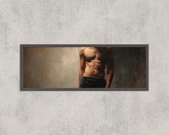 Panoramic Male Torso Art Print Figurative Oil Painting