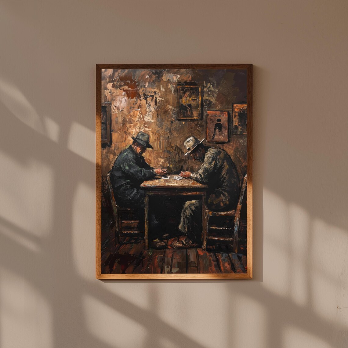 Post Impressionist Card Players Two Men Vintage Bar Scene Art Print