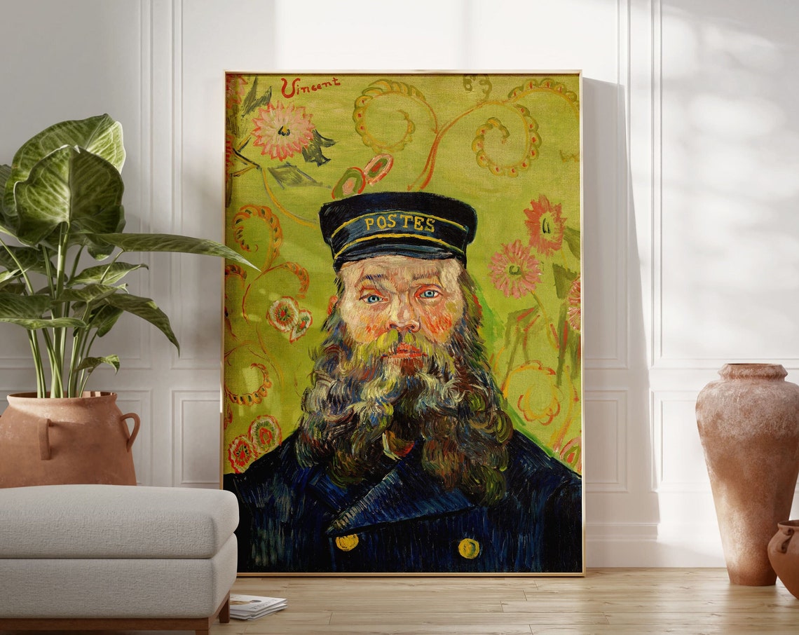 Vincent Van Gogh The Postman Joseph Roulin 1888 Floral Portrait Print