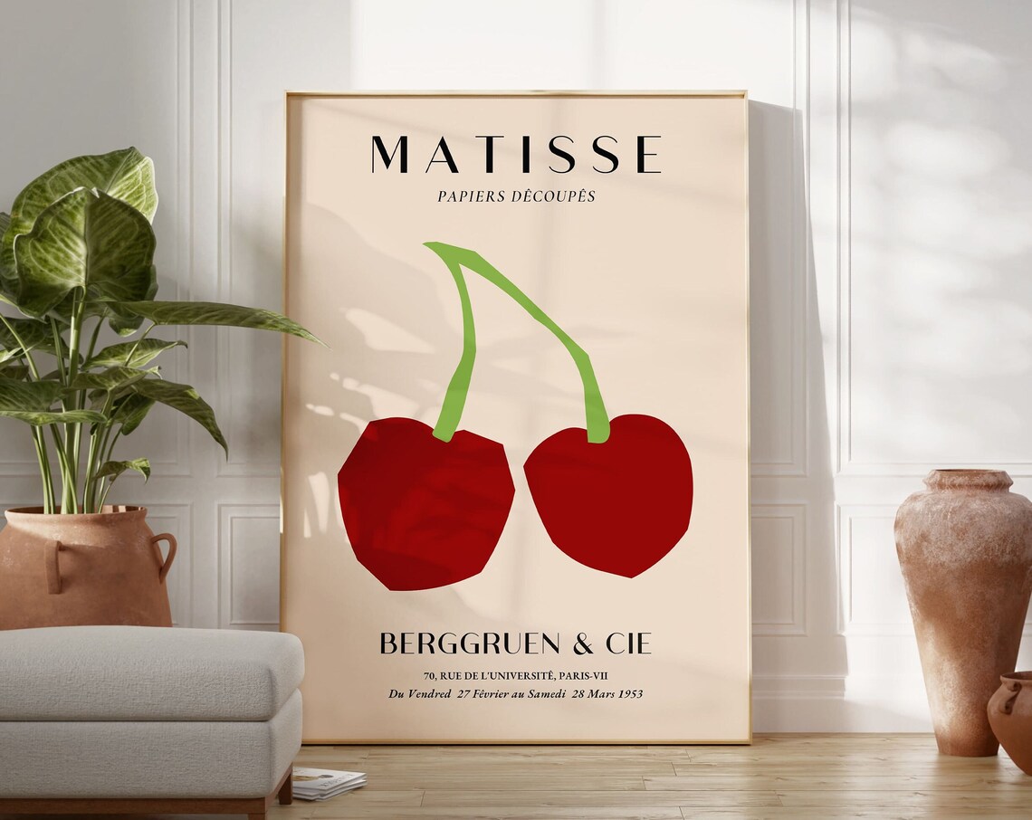 Matisse Cherry Exhibition Poster, Boho Kitchen Wall Art