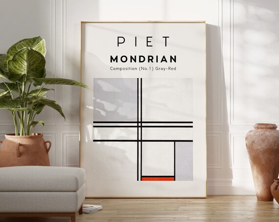 Piet Mondrian Print Piet Mondrian Poster Vintage Print Piet Mondrian Exhibition Poster Museum Poster Vintage Poster