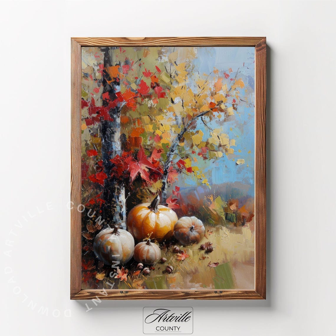 Red Autumn Forest Landscape Artwork Warm Fall Bedroom Decor Poster - Image 4
