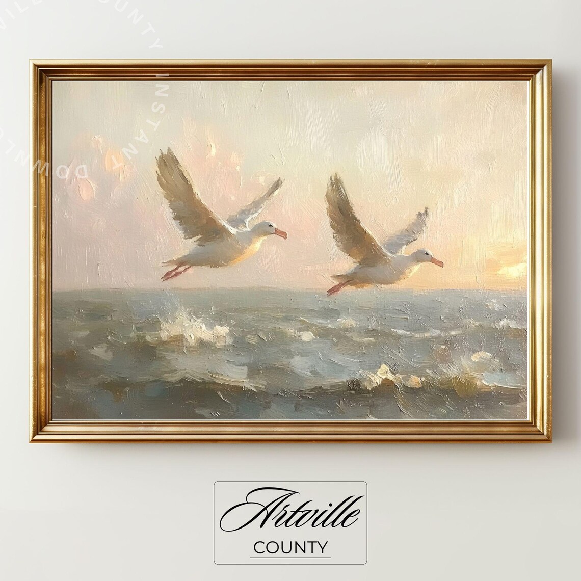 Flying Birds Art Print, Moody Sea Albatross