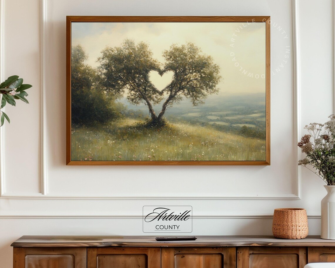 Heart Shape Tree Spring Landscape Art Print - Image 4