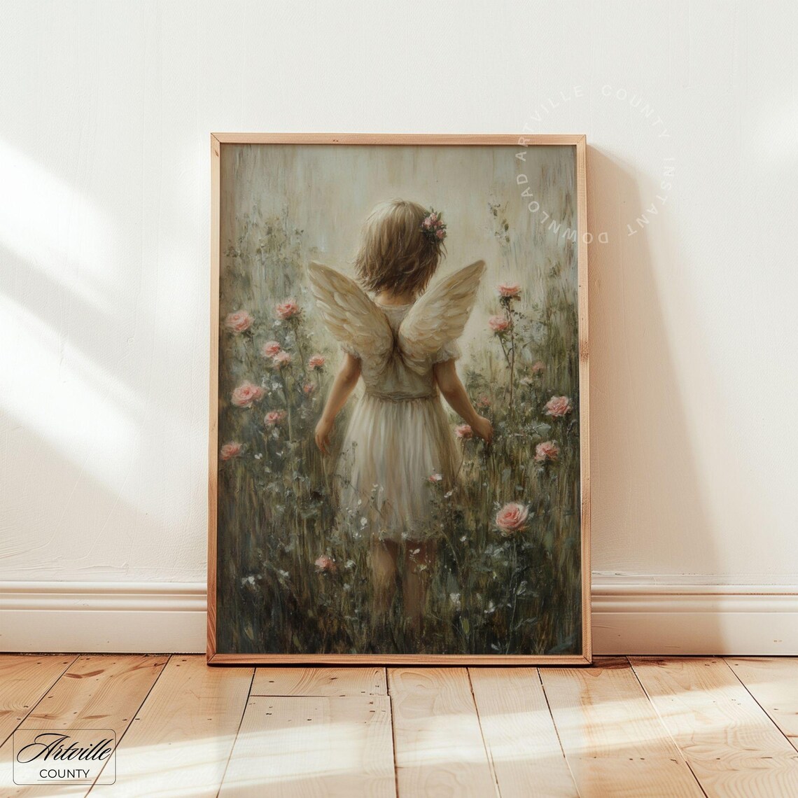 Baby Angel Print, Neutral Nursery Vintage Floral - Image 4