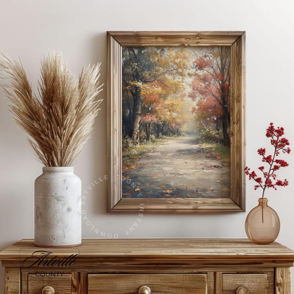 Autumn Forest Path with Golden Fall Foliage Landscape Poster - Image 5