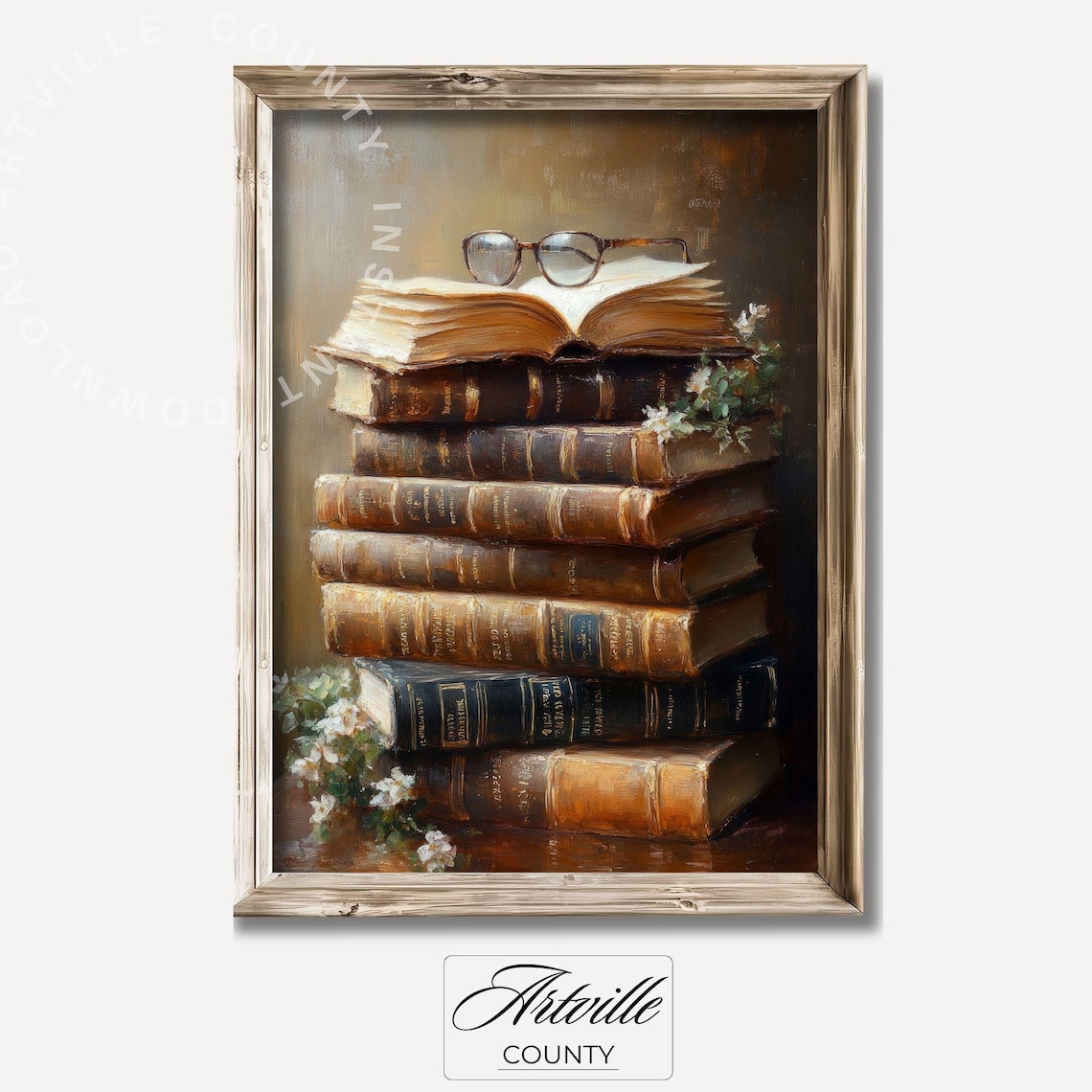 Vintage Books Art Print, Light Academia Library Decor