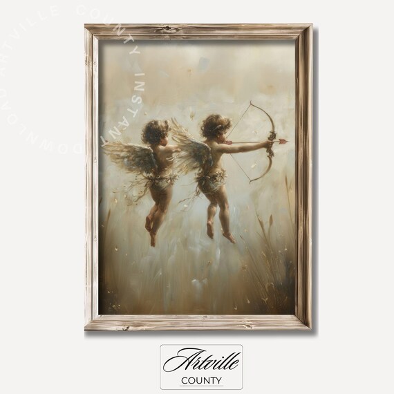 Muted Victorian Cupids, Vintage Nursery Decor Art Print