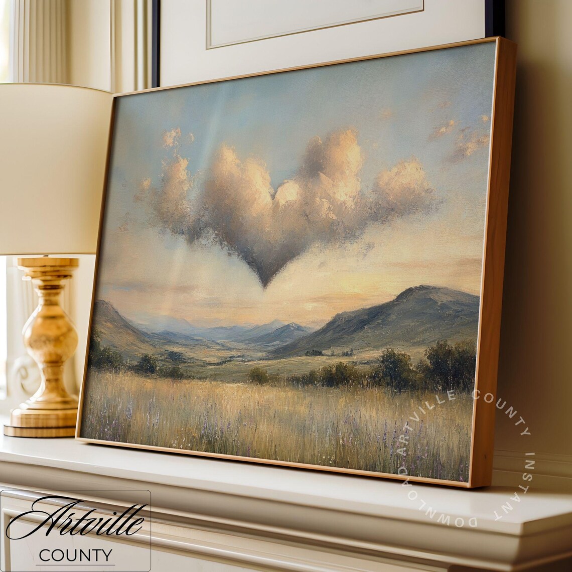 Heart Shape Cloud Art Print, Romantic Spring Landscape - Image 2