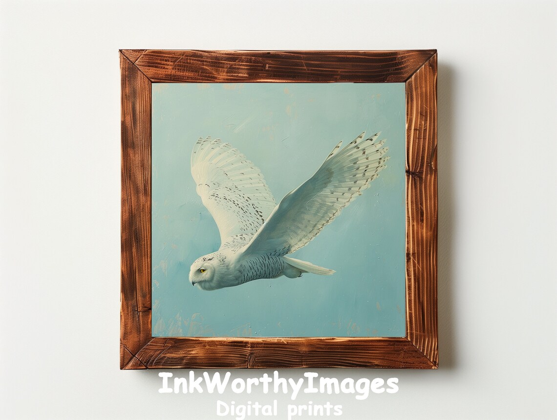 Graceful Snowy Owl In Flight, Wildlife Art Print - Image 2
