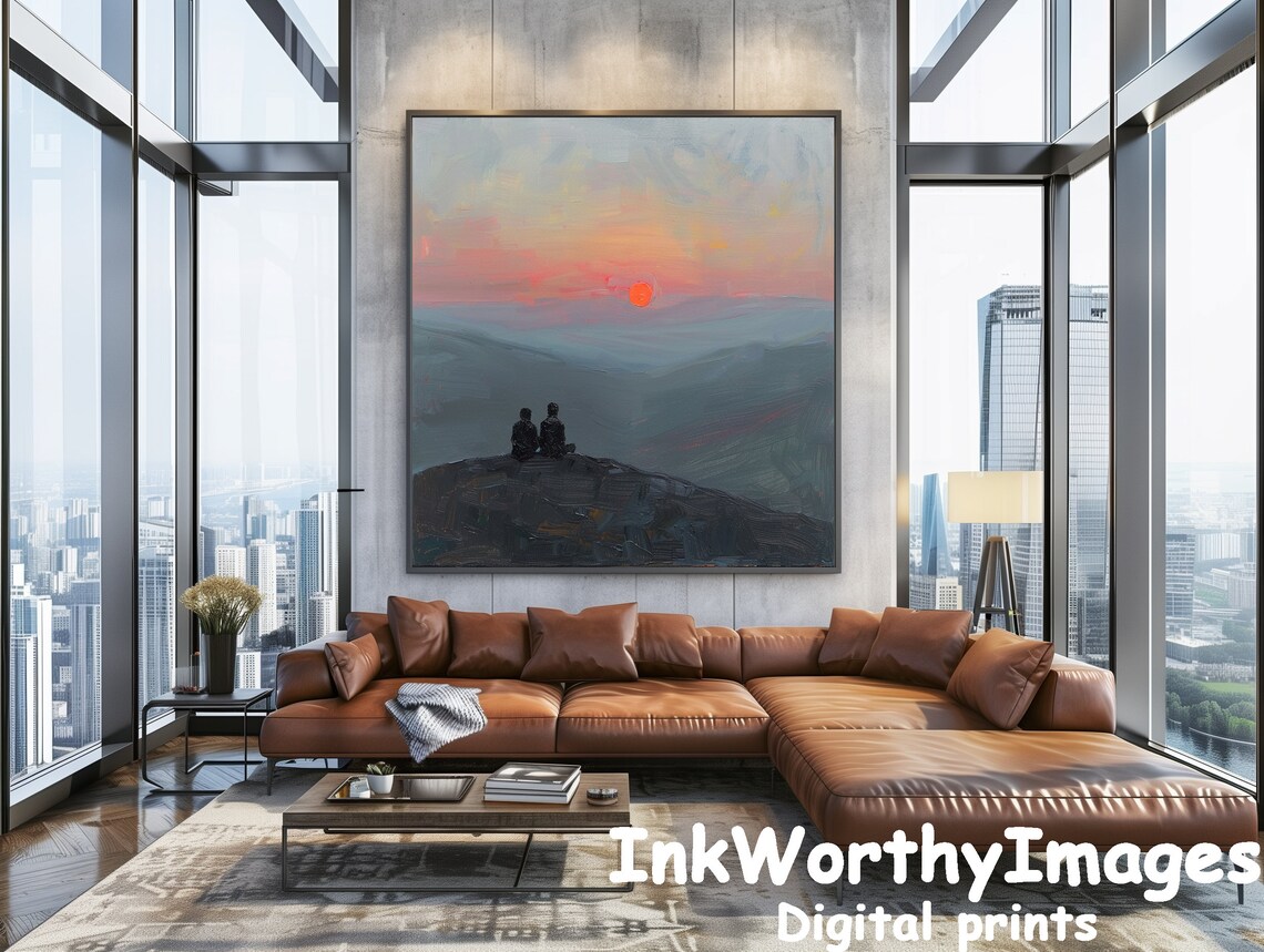 Sunset Contemplation, Serene Mountain View Art Print - Image 2