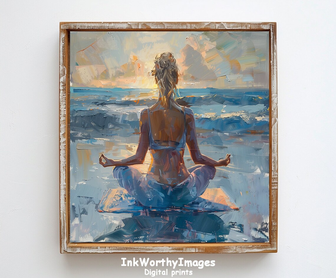 Meditation By The Sea, Peaceful Beach Art Print - Image 6