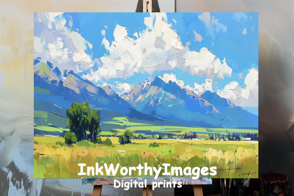 Vibrant Mountain Landscape, Modern Impressionist Art