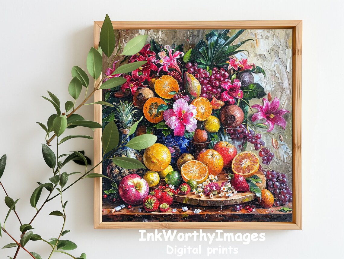 Lush Tropical Fruit And Flowers, Exotic Kitchen Decor - Image 5