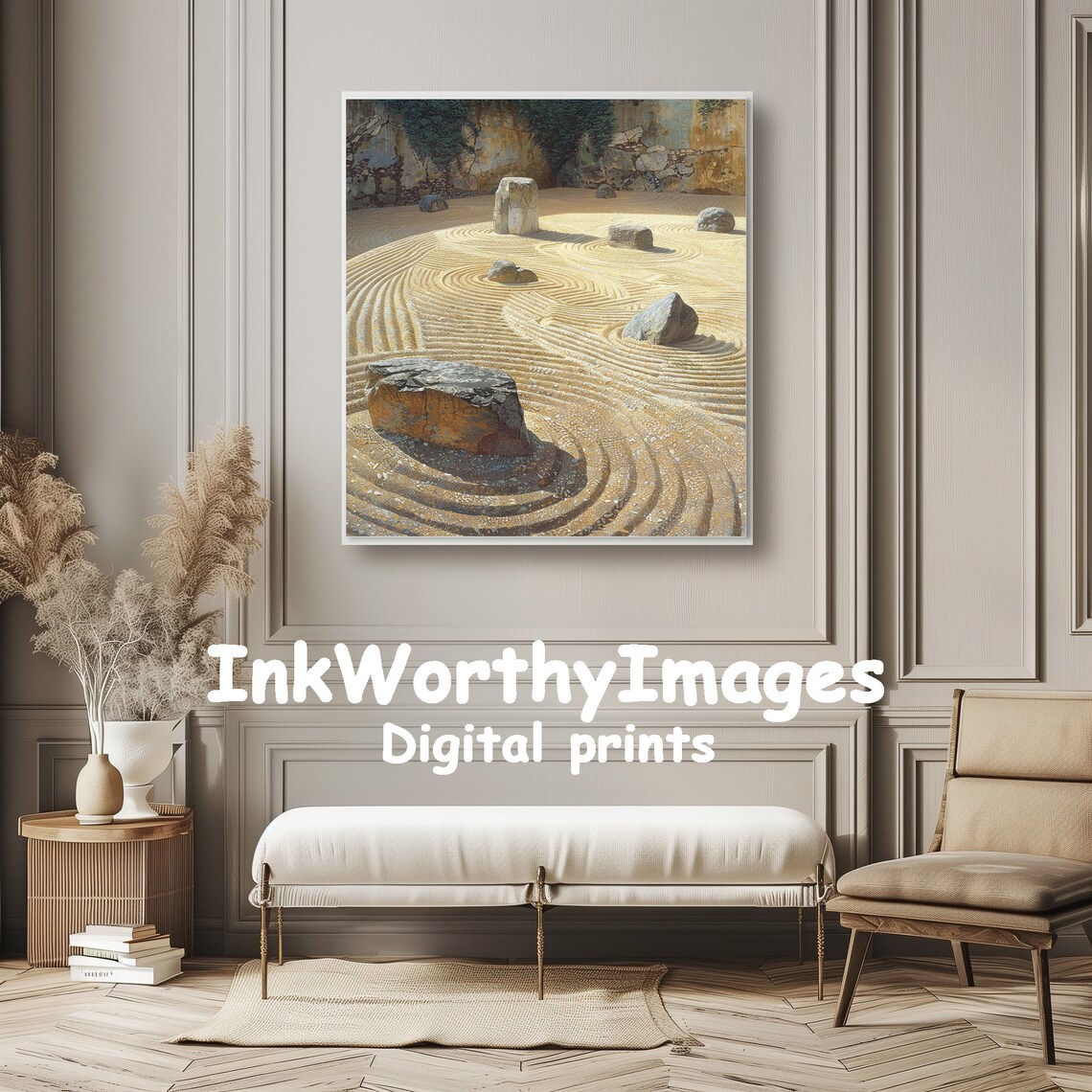 Zen Garden Landscape, Japanese Rock Garden Art - Image 6