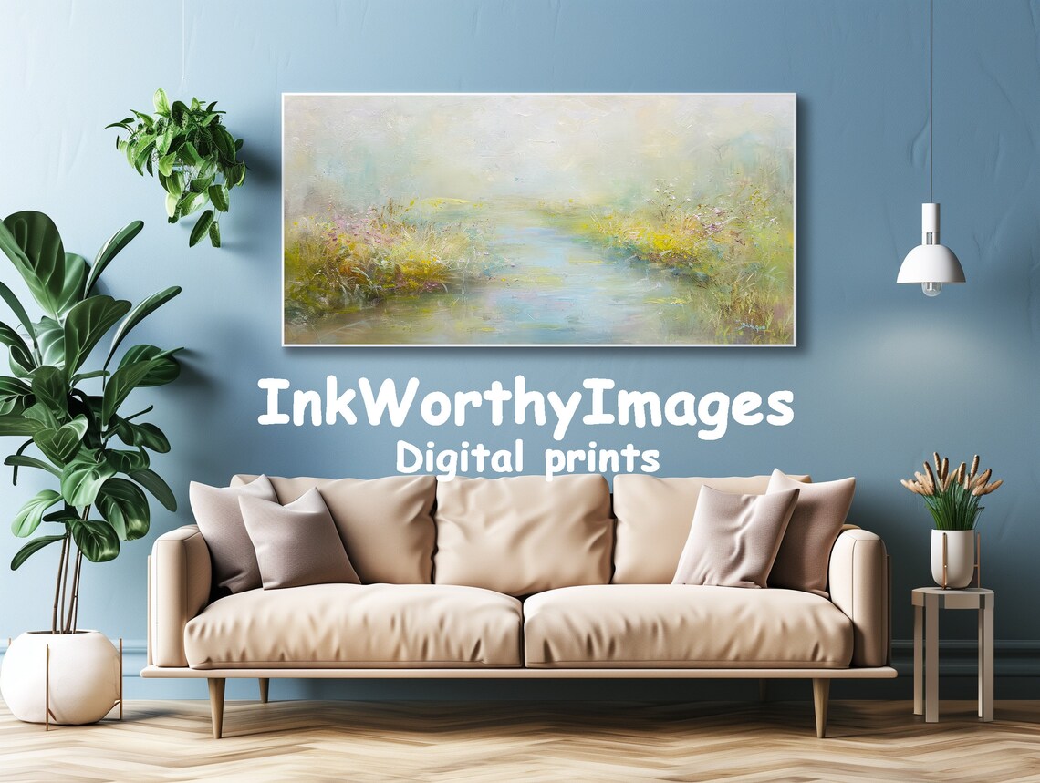 Soft Pastel Meadow Impressionist Landscape Print - Image 4