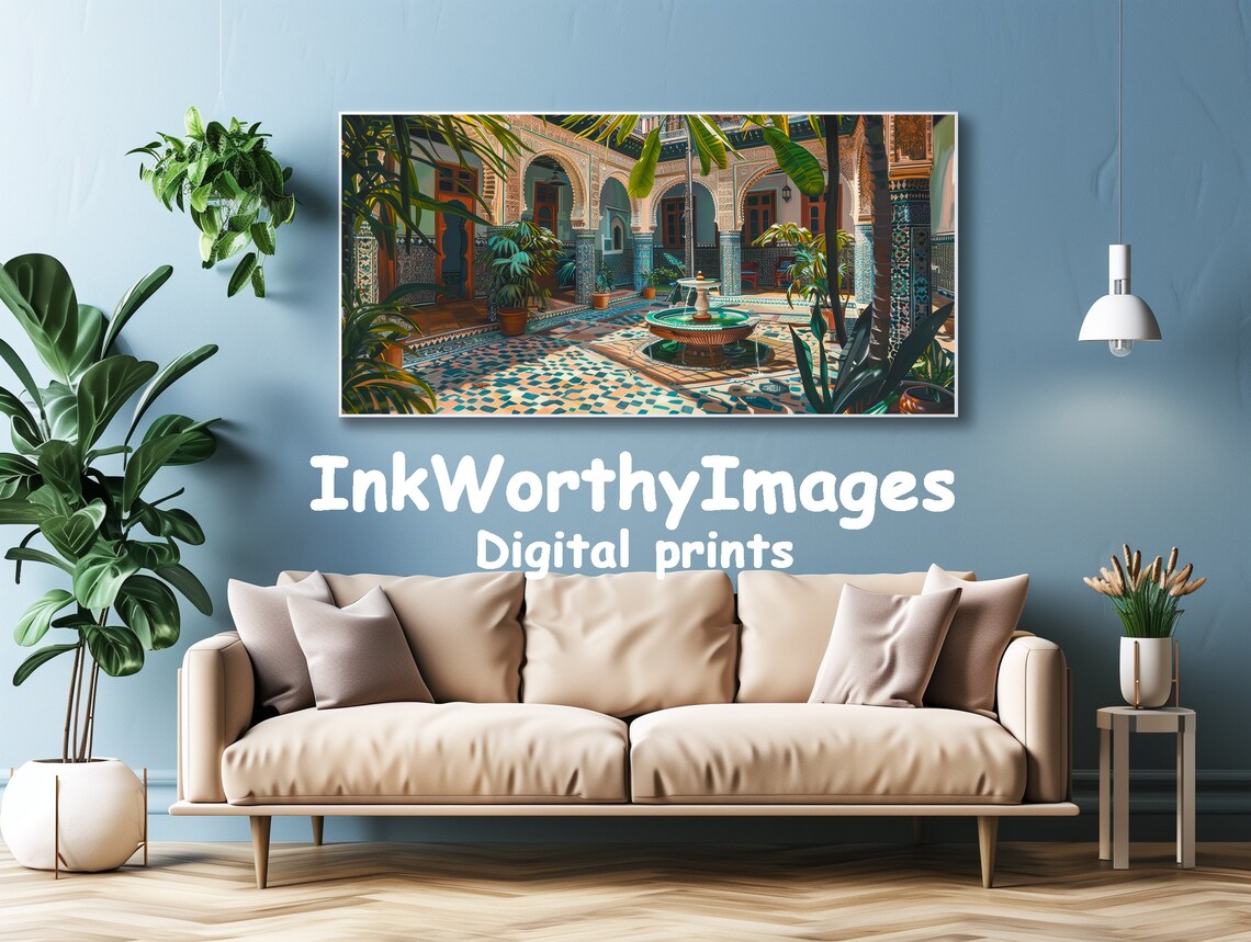 Moorish Courtyard Garden, Andalusian Patio Scene - Image 5